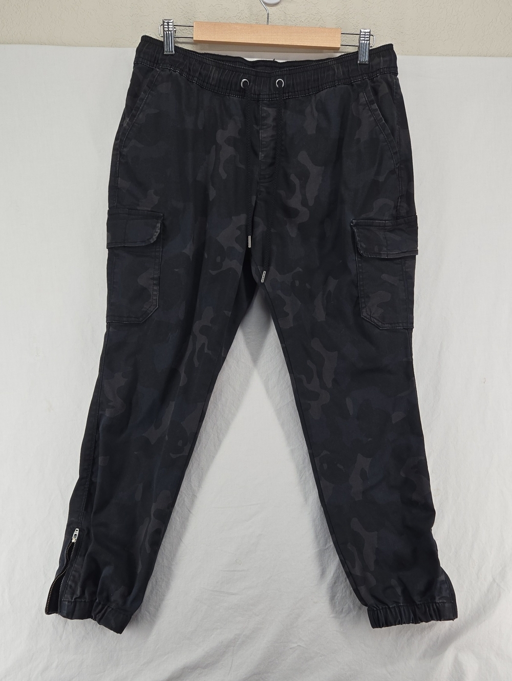 Natural Reflections Black Camouflage Cropped Cargo Pants